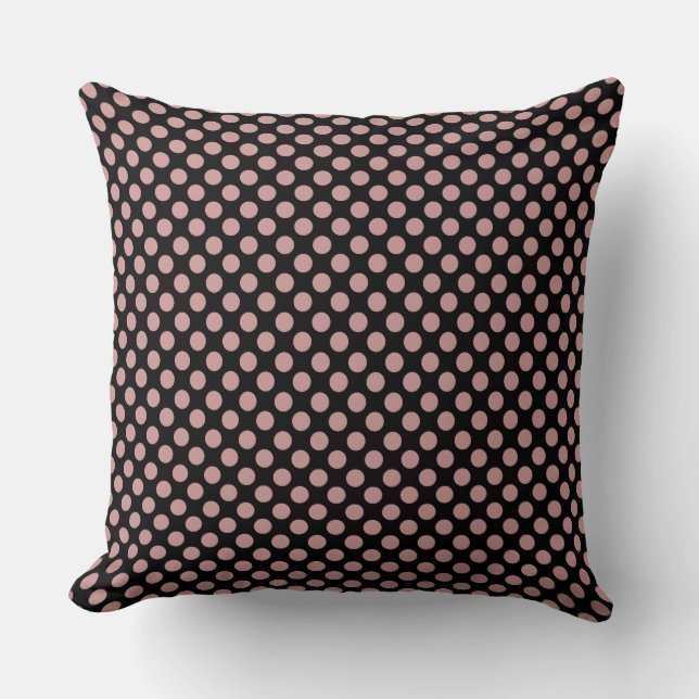 Custom Dusty Pink Polka Dots Throw Pillow (Front)