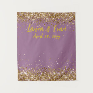 Custom Dusty Purple and Gold Wedding Photo Booth Tapestry