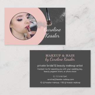 Custom Dusty Rose Blush Pink Makeup Artist Business Card