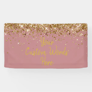 Custom Dusty Rose Gold Birthday Party Photo Booth Banner