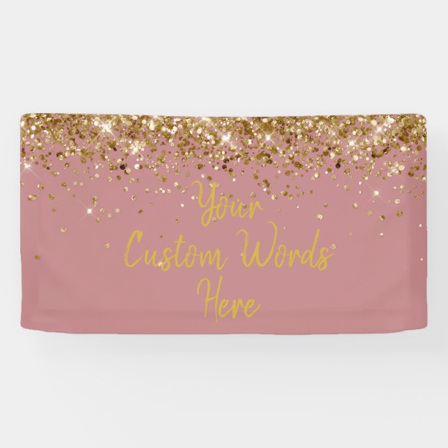 Custom Dusty Rose Gold Birthday Party Photo Booth Banner (Horizontal)