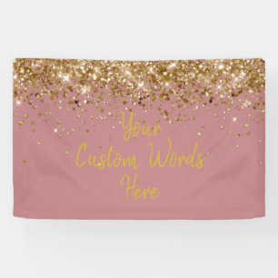 Custom Dusty Rose Gold Birthday Party Photo Booth Banner