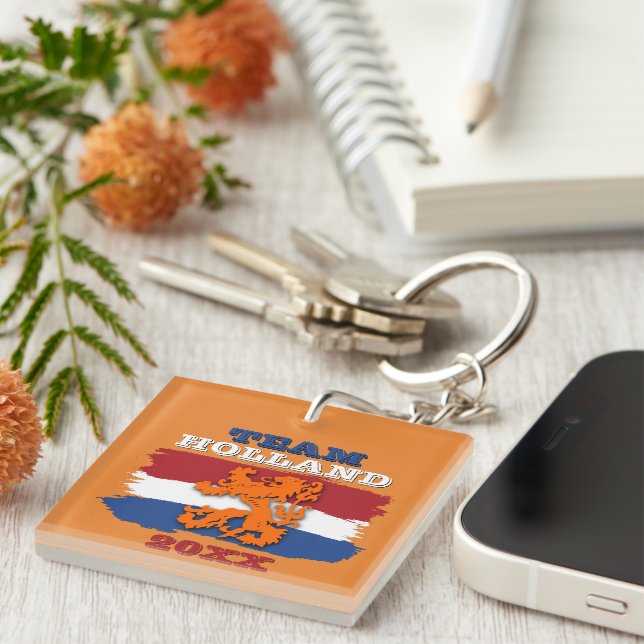Custom Dutch Flag Orange Lion Team Holland 2025 Key Ring (Front Right)