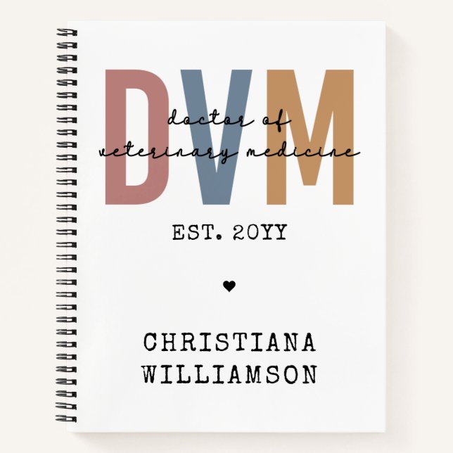 Custom DVM Doctor of Veterinary Medicine Gifts Notebook (Front)
