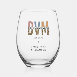 Custom DVM Doctor of Veterinary Medicine Gifts Stemless Wine Glass
