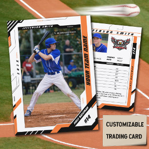Custom Dynamic Orange Baseball Player Trading Card