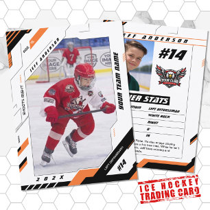 Custom Dynamic Orange Ice Hockey Player Card