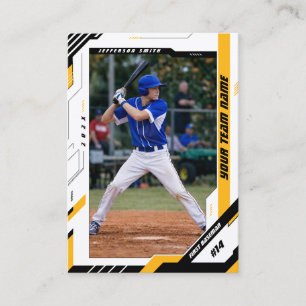 Custom Dynamic Yellow Baseball Player Trading Card