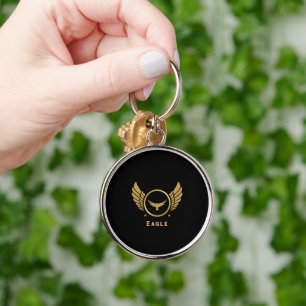Custom Eagle Image and Text Style Premium Round Key Ring