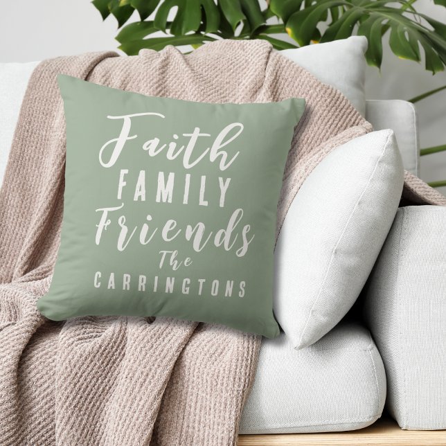 Custom Earth Tone Sage Faith Family Friends Cushion (Creator Uploaded)