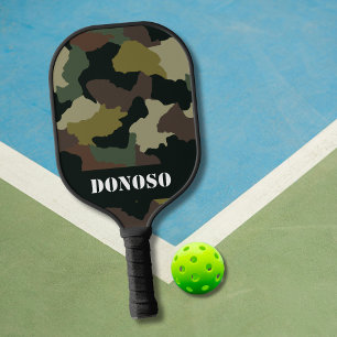 Custom Earth Tones Camo Green Brown Camouflage Pickleball Paddle