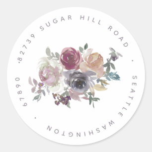 Custom Earthy Rustic Floral Wedding Return Address Classic Round Sticker