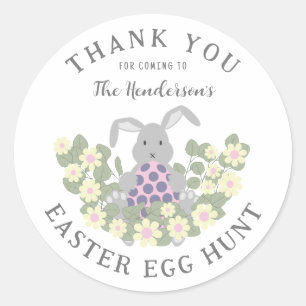Custom Easter Bunny Egg Hunt Floral Thank You Classic Round Sticker