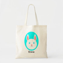 Custom Easter Bunny Tote with Blue