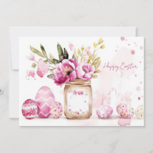 Custom Easter Card with Easter Eggs and Flowers