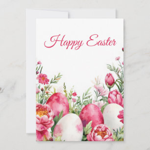 Custom Easter Card with Easter Eggs and Flowers