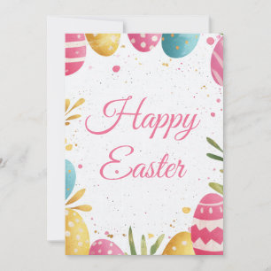 Custom Easter Card with Easter Eggs and Flowers