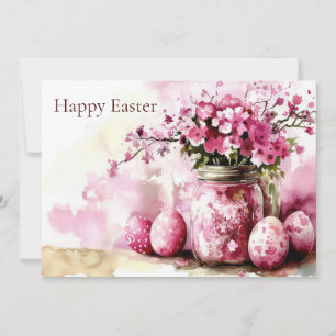 Custom Easter Card with Easter Eggs and Flowers