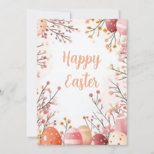 Custom Easter Card with Easter Eggs and Flowers
