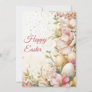 Custom Easter Card with Easter Eggs and Flowers