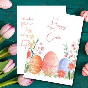 Custom Easter Card with Easter Eggs and Flowers