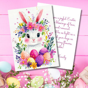 Custom Easter Card with Easter Eggs and Flowers