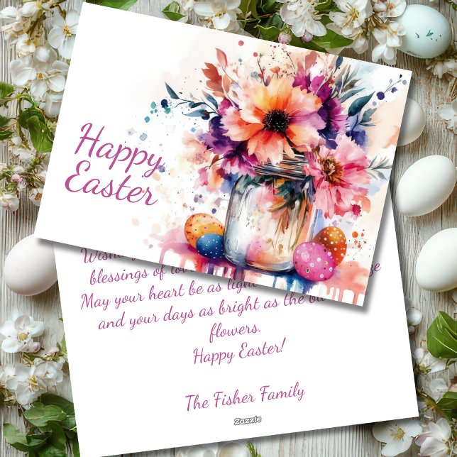 Custom Easter Card with Easter Eggs and Flowers (Creator Uploaded)