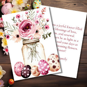 Custom Easter Card with Easter Eggs and Flowers