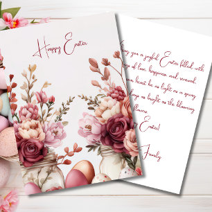 Custom Easter Card with Easter Eggs and Flowers