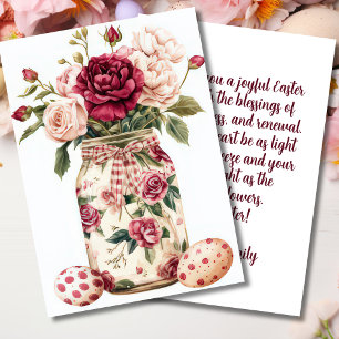 Custom Easter Card with Easter Eggs and Flowers