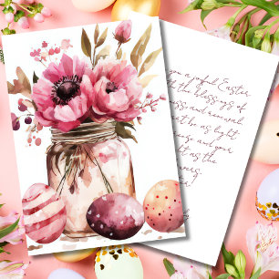 Custom Easter Card with Easter Eggs and Flowers