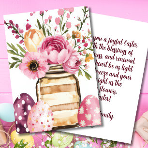 Custom Easter Card with Easter Eggs and Flowers