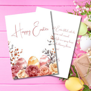 Custom Easter Card with Easter Eggs and Flowers