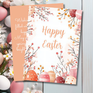 Custom Easter Card with Easter Eggs and Flowers