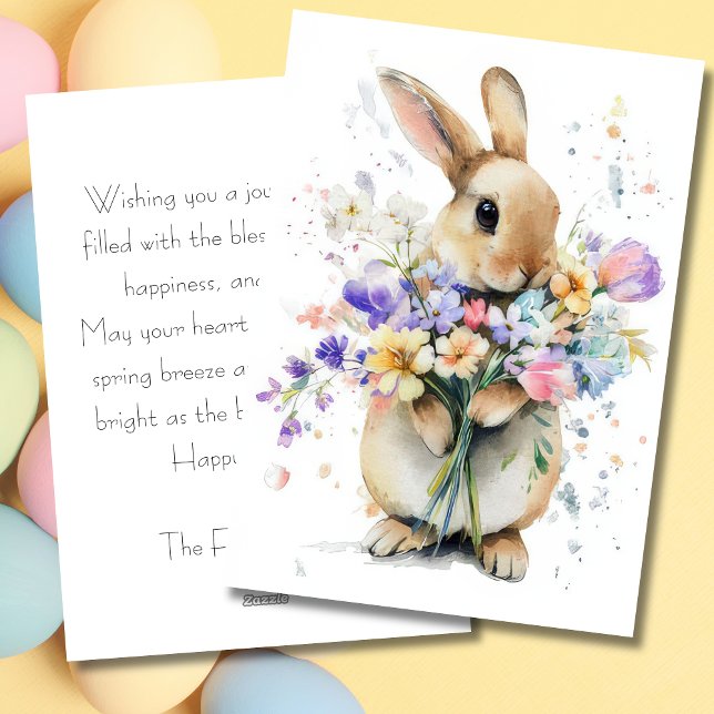 Custom Easter Card with Flowers and Easter Bunny (Creator Uploaded)