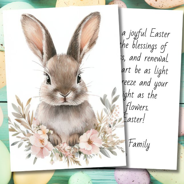 Custom Easter Card with Flowers and Easter Bunny (Creator Uploaded)
