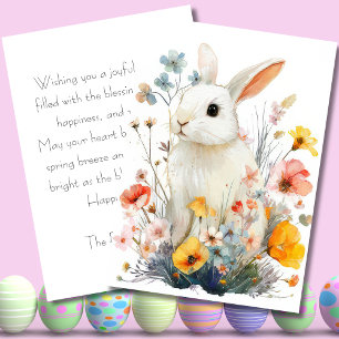 Custom Easter Card with Flowers and Easter Bunny