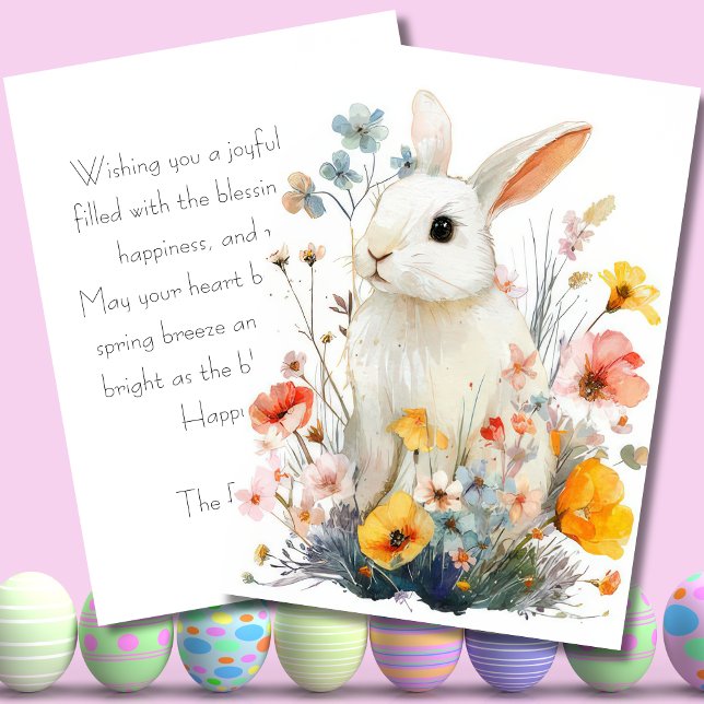 Custom Easter Card with Flowers and Easter Bunny (Creator Uploaded)