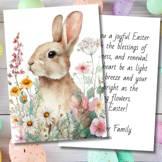 Custom Easter Card with Flowers and Easter Bunny (Creator Uploaded)
