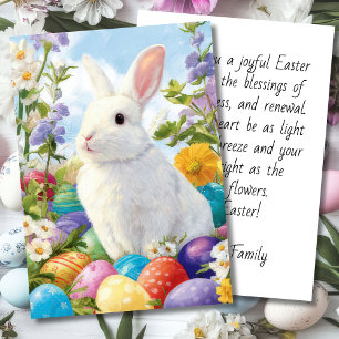 Custom Easter Card with Flowers and Easter Bunny