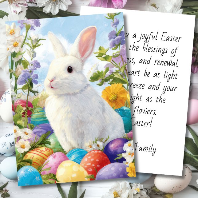 Custom Easter Card with Flowers and Easter Bunny (Creator Uploaded)