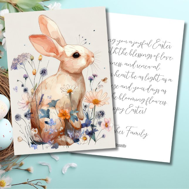 Custom Easter Card with Flowers and Easter Bunny (Creator Uploaded)