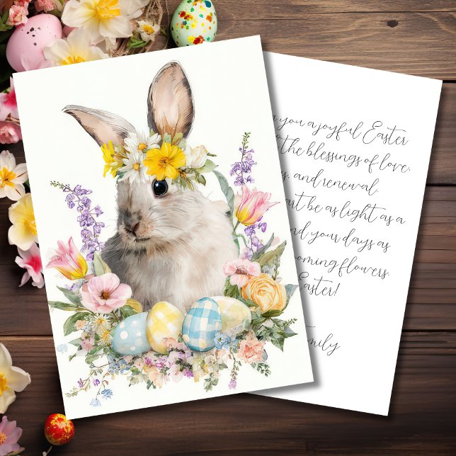 Custom Easter Card with Flowers and Easter Bunny (Creator Uploaded)