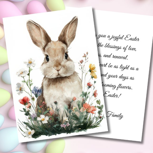 Custom Easter Card with Flowers and Easter Bunny (Creator Uploaded)