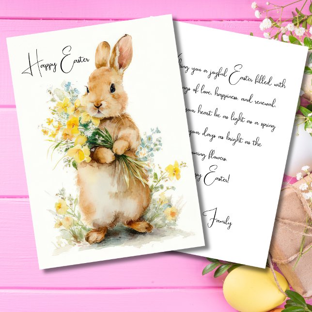 Custom Easter Card with Flowers and Easter Bunny (Creator Uploaded)