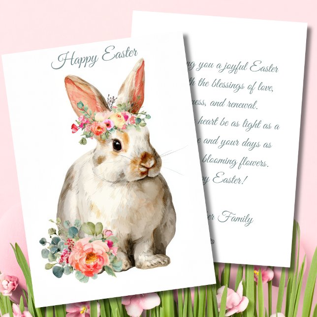 Custom Easter Card with Flowers and Easter Bunny (Creator Uploaded)