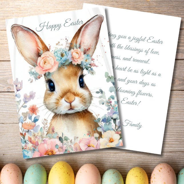 Custom Easter Card with Flowers and Easter Bunny (Creator Uploaded)