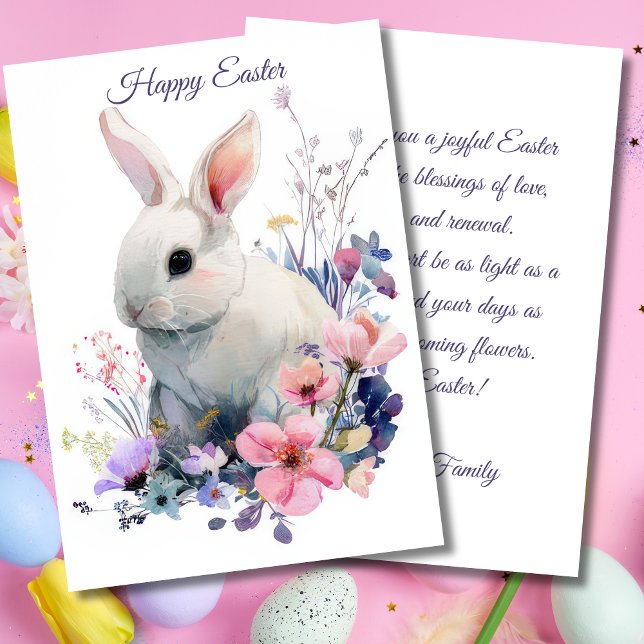 Custom Easter Card with Flowers and Easter Bunny (Creator Uploaded)