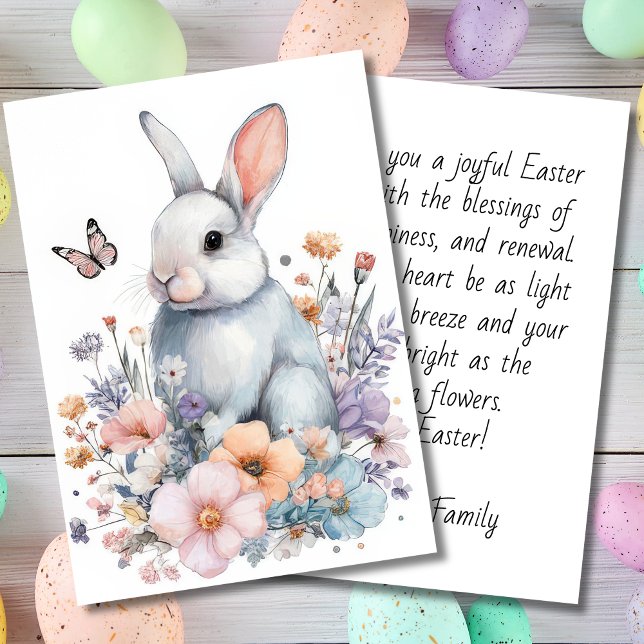 Custom Easter Card with Flowers and Easter Bunny (Creator Uploaded)
