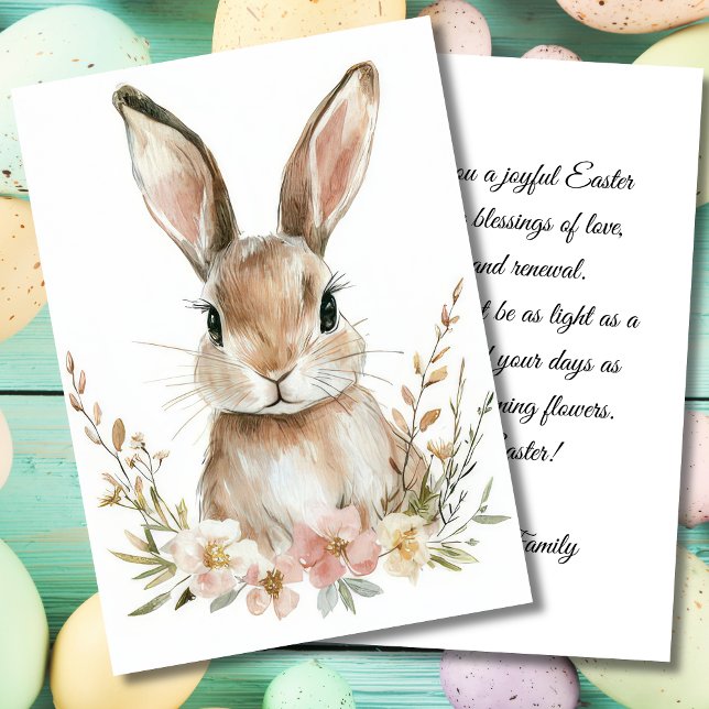 Custom Easter Card with Flowers and Easter Bunny (Creator Uploaded)